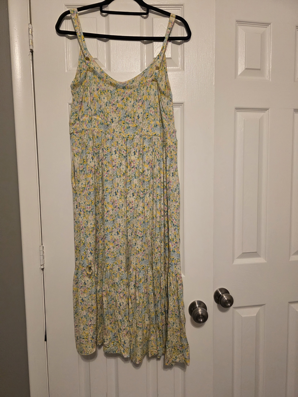 Torrid Yellow Floral Midi Dress with Spaghetti Straps - Picture 2 of 3